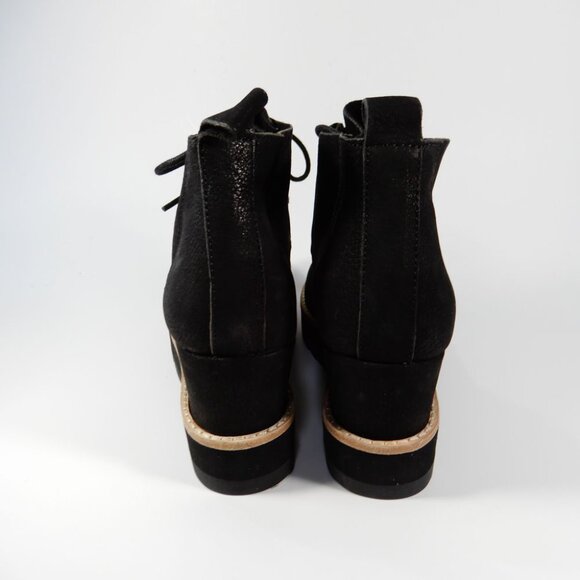 EILEEN FISHER Capa Wedge Boots Booties Size 7 Black Nubuck Leather NEW $265 - Picture 6 of 11